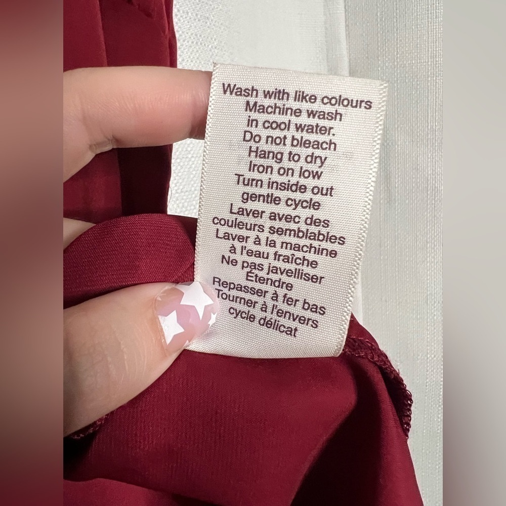 Tradition Burgundy Red Satin Rhinestone Top 1X - Picture 7 of 8